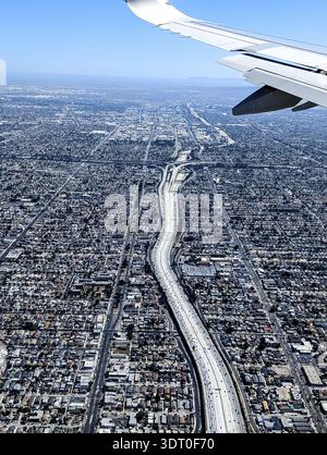 Vedute aeree di Los angeles da un aereo aereo Foto Stock