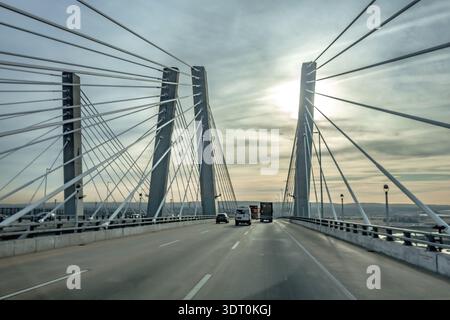 Tappan Zee Bridge attraverso il fiume Hudson Foto Stock