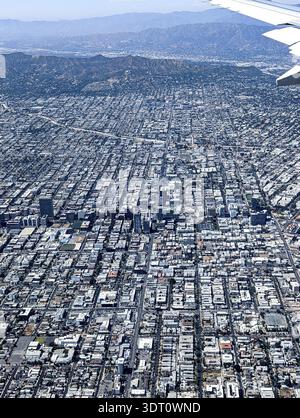 Vedute aeree di Los angeles da un aereo aereo Foto Stock