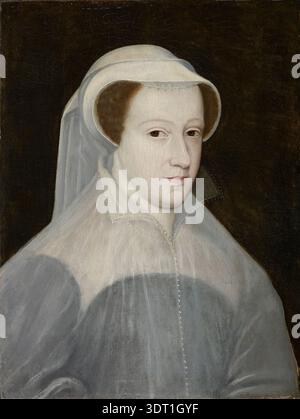 Mary, Regina di Scozia, Studio di Francois Clouet. Mostrato in lutto per il suo primo marito, suo suocero (Enrico II) e sua madre (Marie de Guise). Foto Stock