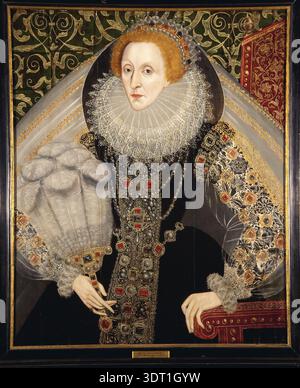Regina Elisabetta i d'Inghilterra (1533-1603), regnò (1558-1603), ritratto a olio su tavola, 1585 Foto Stock