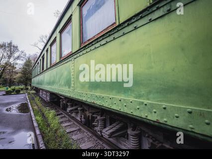 Gori, Georgia - 23 aprile 2015: Carrozza ferroviaria di Stalin nel Museo di Stalin a Gori Foto Stock