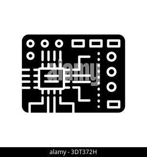 Icona piatta nera dei componenti elettronici per progetti digitali e di stampa. Prodotto PFAS. Icone di pulizia minime per applicazioni e siti Web. Icone semplici e moderne per UI UX e. Illustrazione Vettoriale