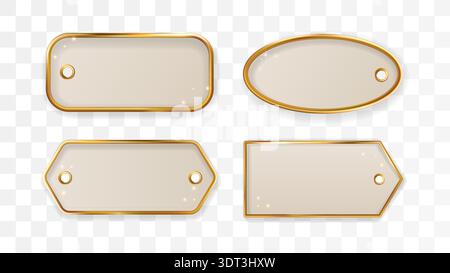 Prezzo di vendita regalo Gold Tag Set Luxury 3d Frame Label Border Vintage Christmas Vector Badge Set Golden Collection Illustrazione Vettoriale