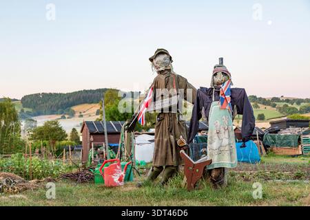 Lo Spaventapasseri in allotto al parco nazionale di Youlgrave Peak District in Inghilterra, Regno Unito Foto Stock
