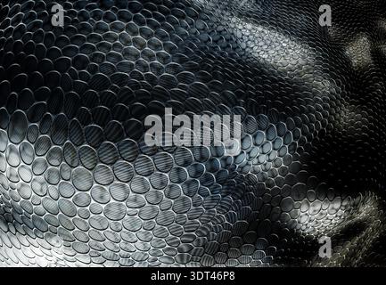 Rendering 3D della struttura superficiale in nanocarbonio con texture astratta blu futuristica Foto Stock