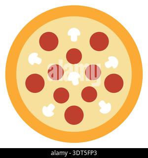 Icona Pizza slice. Illustrazione vettoriale peperoni per pizza. Logo Pizzeria. Simbolo della pizza al salame. Segnale fast food isolato in tre diversi stili. Illustrazione Vettoriale
