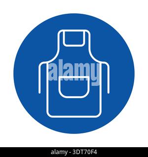 Icona grembiule Art Simple Line su sfondo blu per Cooking Design Illustrazione Vettoriale