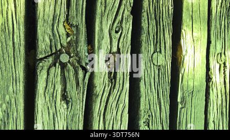 Tavola di legno di colore verde con grana dettagliata come sfondo attraente Foto Stock