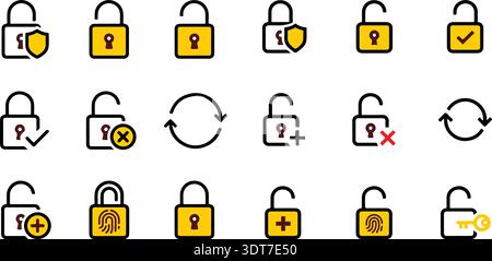 Icone di blocco aperto e blocco chiuso. Simbolo lucchetto - vettore stock. Illustrazione Vettoriale