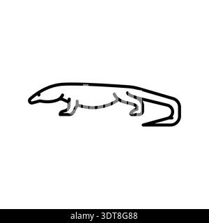 icona della linea nera del drago komodo per progetti digitali e di stampa. Animali asiatici. Icone di pulizia minime per applicazioni e siti Web. Icone semplici e moderne per UI UX Illustrazione Vettoriale