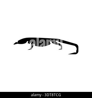 icona piatta nera drago komodo per progetti digitali e di stampa. Animali asiatici. Icone di pulizia minime per applicazioni e siti Web. Icone semplici e moderne per UI UX Illustrazione Vettoriale