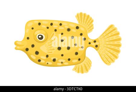Puffer Fish, personaggio dei cartoni animati sottomarini Illustrazione Vettoriale