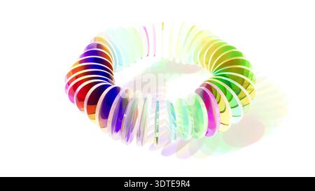 Colorare il cerchio arcobaleno su rendering 3d bg bianco Foto Stock