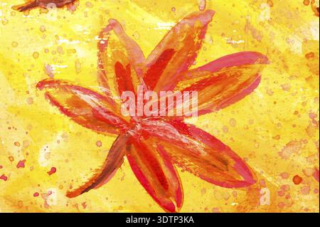 Macro dettaglio di grunge acquarello dipinto autunno sfondo floreale con foglie Foto Stock