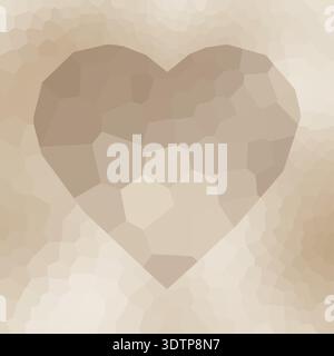 Cuore mosaico geometrico astratto in toni beige neutri caldi Illustrazione Vettoriale
