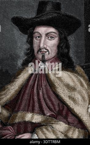 John Bradshaw (1602-1659). Giurista inglese. Presidente dell'alta Corte di giustizia per il processo a Charles I. incisione, XIX secolo Foto Stock