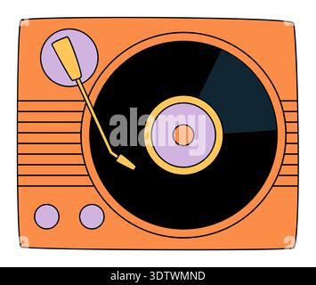 Adesivo musicale retro Groovy Orange Illustrazione Vettoriale