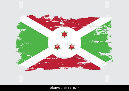 Flag painting Burundi con texture grunge Illustrazione Vettoriale