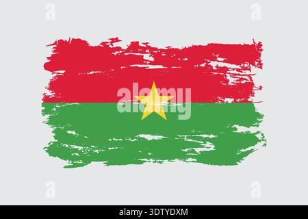 Buon giorno dell'indipendenza del Burkina Faso. Bandiera nazionale su sfondo pennello artistico. Illustrazione Vettoriale