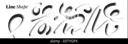 Linee astratte rumore d'onda 3d forma stipple impostata su sfondo vettoriale. Nastri granulosi con pennello, inchiostro e spray aerografo Illustrazione Vettoriale