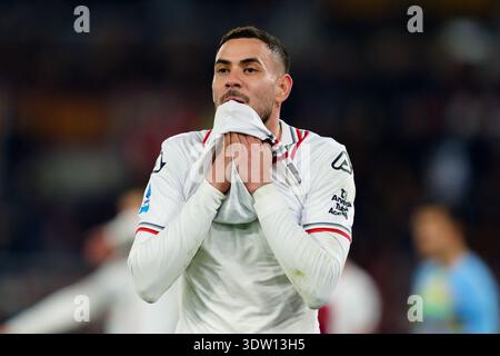 Roma, Italia. 22 febbraio 2026. Antonio Sanabria degli Stati Uniti Cremonese guarda durante la serie A Enilive match tra AS Roma e US Cremonese allo Stadio Olimpico il 22 febbraio 2026 a Roma, Italia Credit: Giuseppe Maffia/Alamy Live News Foto Stock