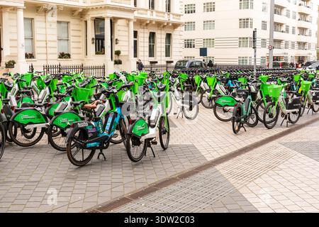 Noleggio biciclette lime, Londra, Inghilterra, Regno Unito. Foto Stock