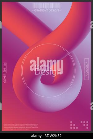 Design tridimensionale della linea gradiente 3D.curva ondulata in plastica. Un elemento di design per poster, banner, volantini, copertina, brochure e idee creative Illustrazione Vettoriale