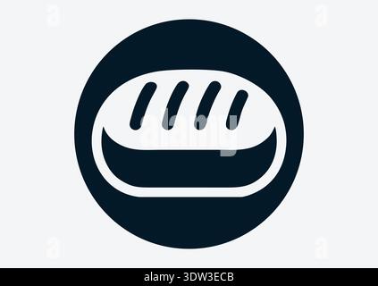 Pane francese. Pittogramma vettoriale in bianco e nero. Icona del pane francese in stile nero ripieno e delineato. Emblema del pane francese Illustrazione Vettoriale