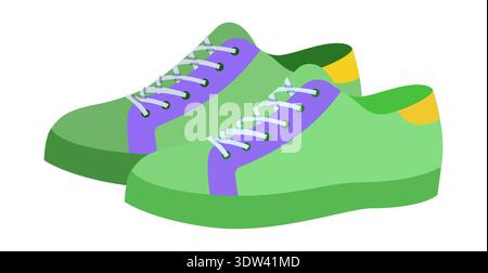 Scarpa bassa da sneaker basse. Comode calzature casual da indossare tutti i giorni, guardaroba rilassato per uomo donna unisex. Illustrazione tecnica di moda, mockup CAD, stile contemporaneo isolato da vettori morbidi. Illustrazione Vettoriale