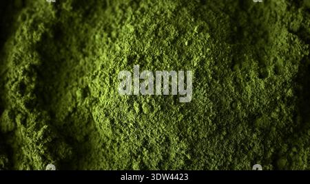 Vista dall'alto della polvere di tè verde Matcha Foto Stock