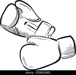 Schizzo dei guanti da boxe. Attrezzatura da combattimento disegnata a mano Illustrazione Vettoriale