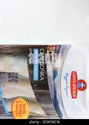 Santa Bremor aringhe leggermente salate, filetto con la pelle. Foto Stock