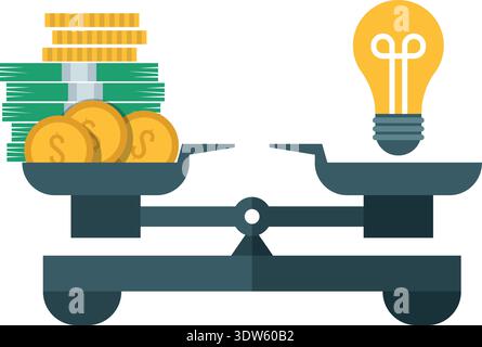 Un'idea che vale molti soldi. Scalabile con il mucchio finanziario Illustrazione Vettoriale