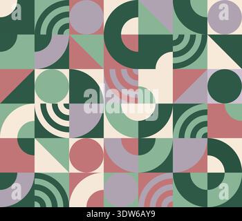 Elegante motivo astratto senza cuciture in tonalità pastello con forme geometriche e archi. Foto Stock