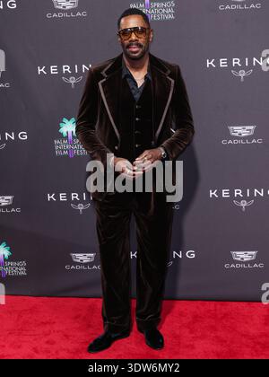 PALM SPRINGS, RIVERSIDE COUNTY, CALIFORNIA, USA - 3 GENNAIO: L'attore, drammaturgo, regista e produttore americano Colman Domingo, che indossa Dolce e Gabbana Fall 2025, arriva al 37° Annual Palm Springs International Film Festival Film Awards 2026, tenutosi al Palm Springs Convention Center il 3 gennaio 2026 a Palm Springs, Riverside County, California, Stati Uniti. (Foto di Xavier Collin/Image Press Agency) Foto Stock