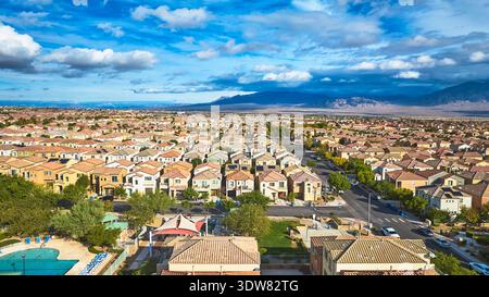 Aerial Las Vegas Nevada Residential Neighborhood Urban Housing Community Foto Stock