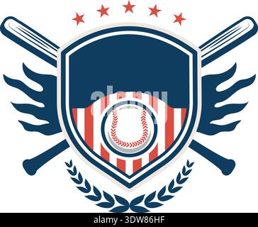 Logo del club sportivo. Emblema del campionato di baseball Illustrazione Vettoriale