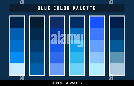 Blue Vector Color Palette, può essere utilizzato per progetti aziendali, progetti di presentazione o qualsiasi altro progetto adatto. Illustrazione Vettoriale