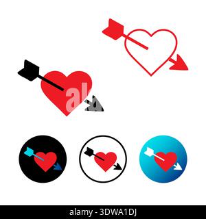 L'illustrazione dell'icona cuore cupido astratto con freccia cupida può essere utilizzata per progetti aziendali, presentazioni o qualsiasi altro progetto adatto. Illustrazione Vettoriale