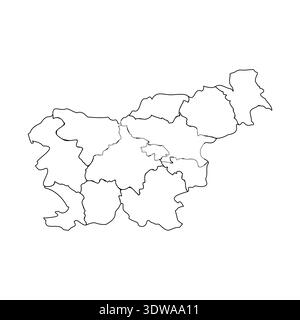 Mappa Doodle della Slovenia con gli stati, può essere utilizzata per progetti aziendali, progetti di presentazione o qualsiasi progetto adatto. Illustrazione Vettoriale