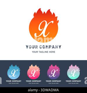 Modern Last X Fire Logo, può essere utilizzato per progetti aziendali, presentazioni o qualsiasi altro design adatto. Illustrazione Vettoriale