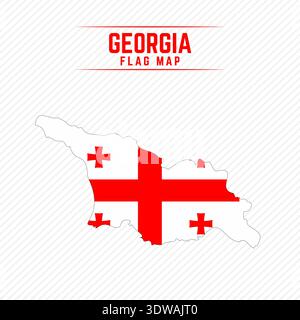 Mappa delle bandiere della Georgia. Georgia Flag Map, può essere utilizzato per progetti aziendali, progetti di presentazione o qualsiasi altro design adatto. Illustrazione Vettoriale