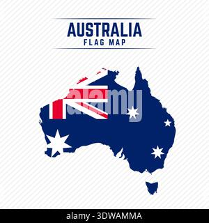 Mappa delle bandiere dell'Australia. Australia Flag Map, può essere utilizzato per progetti aziendali, progetti di presentazione o qualsiasi altro design adatto. Illustrazione Vettoriale