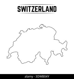 Profilo semplice Mappa della Svizzera, può essere utilizzato per progetti aziendali, progetti di presentazione o qualsiasi altro progetto adatto. Illustrazione Vettoriale
