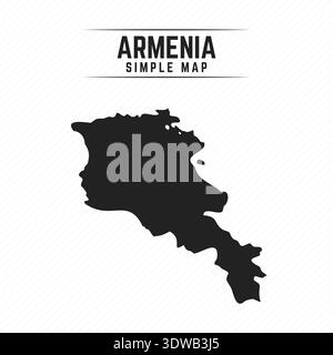 Mappa nera semplice dell'Armenia isolata su sfondo bianco, può essere utilizzata per progetti aziendali, progetti di presentazione o qualsiasi disegno adatto. Illustrazione Vettoriale