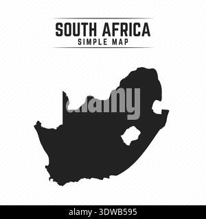 Mappa nera semplice del Sud Africa isolata su sfondo bianco, può essere utilizzata per progetti aziendali, progetti di presentazione o qualsiasi altro progetto adatto. Illustrazione Vettoriale
