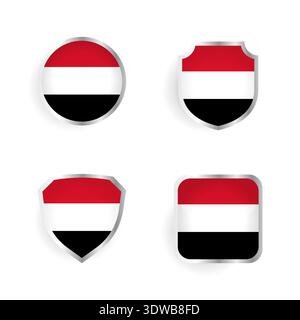 Yemen Badge and Label Collection, può essere utilizzato per progetti aziendali, presentazioni o qualsiasi altro design adatto. Illustrazione Vettoriale