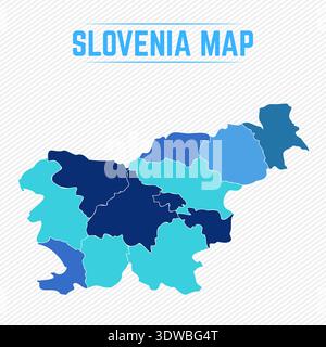 Slovenia Mappa dettagliata con gli stati, può essere utilizzata per progetti aziendali, progetti di presentazione o qualsiasi altro progetto adatto. Illustrazione Vettoriale