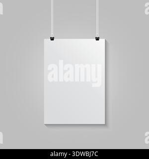 Il poster bianco verticale realistico può essere utilizzato per progetti aziendali, presentazioni o qualsiasi altro progetto adatto. Illustrazione Vettoriale